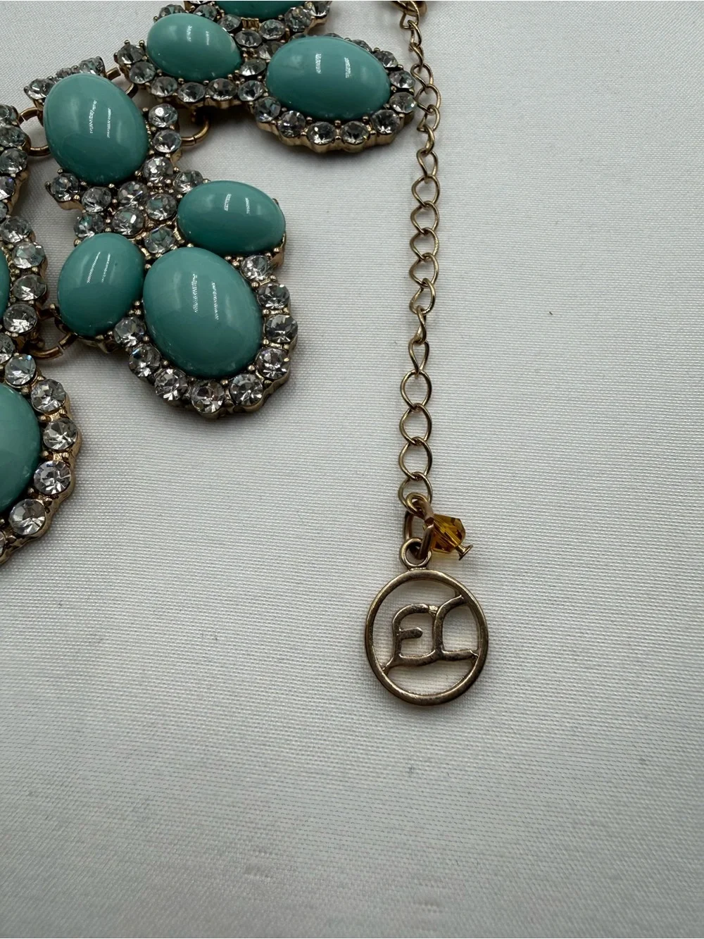 Erica Lyons Turquoise Bib Rhinestone Statement Bib Necklace